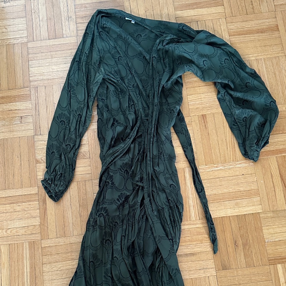 Bird & Kite Green Wrap Midi Dress